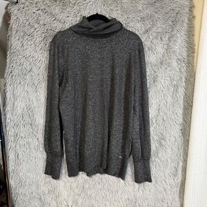 DKNY Women's Sparkle Glitter Knit Turtleneck Long Sleeve Sweater Top